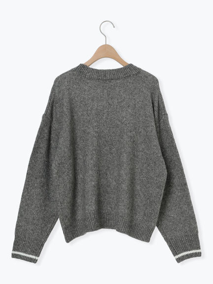 ロゴ刺繍プルオーバーニット（チャコールグレー/ピンク/ベージュ/ミント/キナリ）｜Samansa Mos2（サマンサ モスモス）通販