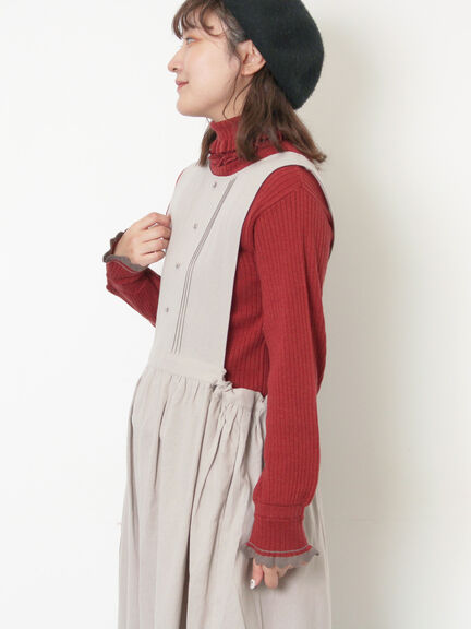 袖口配色スカラップタートルニット（チャコールグレー/レッド/ベージュ）｜Samansa Mos2（サマンサ モスモス）通販