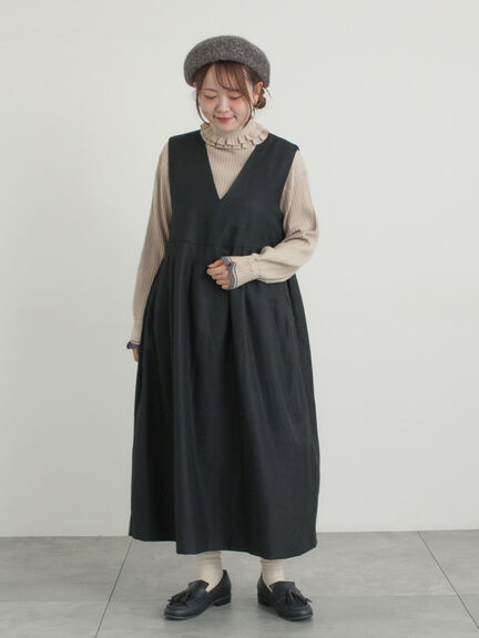 袖口配色スカラップタートルニット（チャコールグレー/レッド/ベージュ）｜Samansa Mos2（サマンサ モスモス）通販