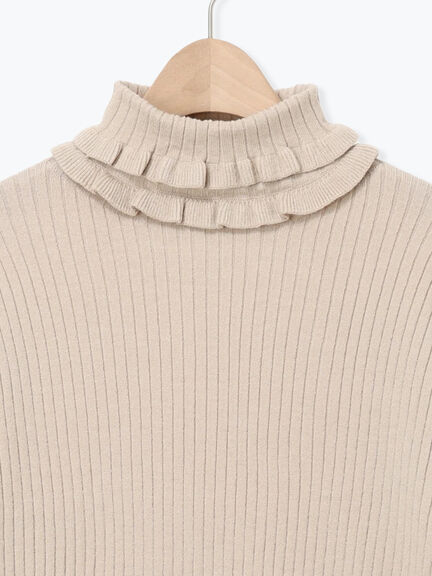 袖口配色スカラップタートルニット（チャコールグレー/レッド/ベージュ）｜Samansa Mos2（サマンサ モスモス）通販