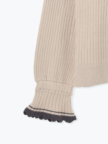 袖口配色スカラップタートルニット（チャコールグレー/レッド/ベージュ）｜Samansa Mos2（サマンサ モスモス）通販