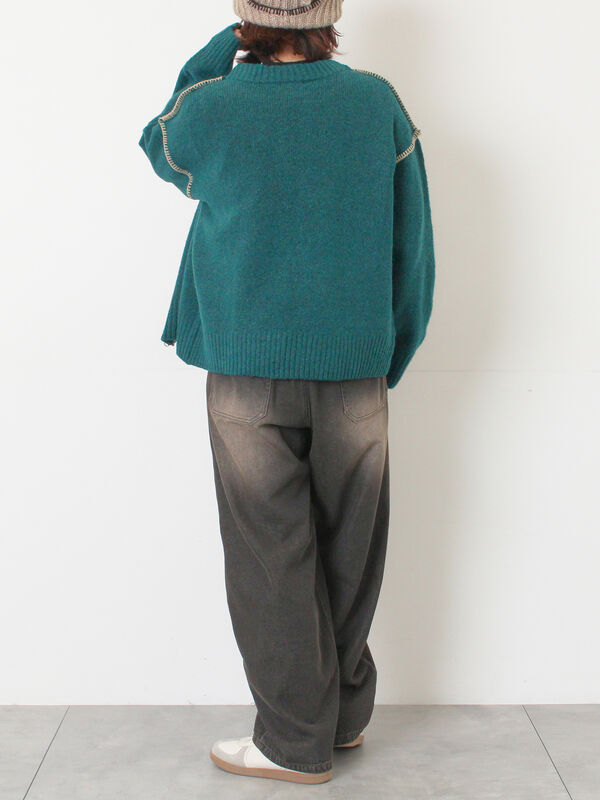 ♡ 完売！ステッチ風デザイン ニットロングカーディガン ♡ 完売！ステッチ風デザイン ニットロングカーディガン