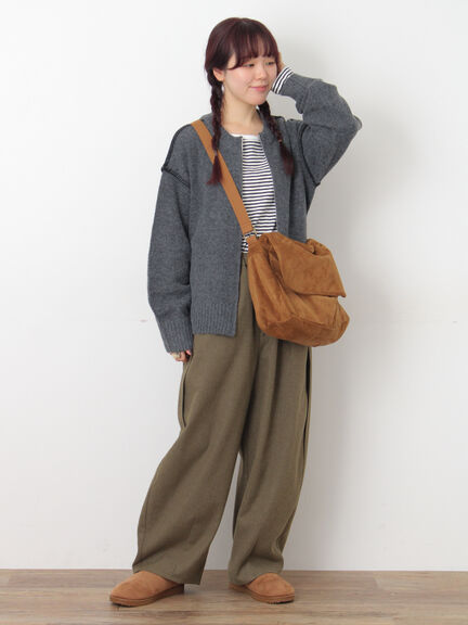かがりステッチZIPニットカーディガン（チャコールグレー/ピンク/ベージュ/グリーン）｜Samansa Mos2（サマンサ モスモス）通販