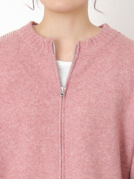 かがりステッチZIPニットカーディガン（チャコールグレー/ピンク/ベージュ/グリーン）｜Samansa Mos2（サマンサ モスモス）通販
