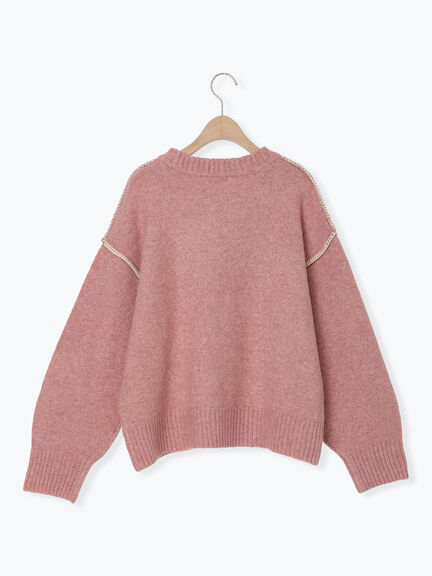 かがりステッチZIPニットカーディガン（チャコールグレー/ピンク/ベージュ/グリーン）｜Samansa Mos2（サマンサ モスモス）通販