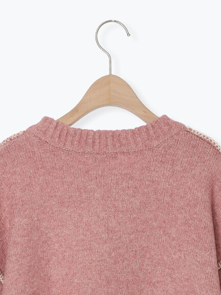 かがりステッチZIPニットカーディガン（チャコールグレー/ピンク/ベージュ/グリーン）｜Samansa Mos2（サマンサ モスモス）通販