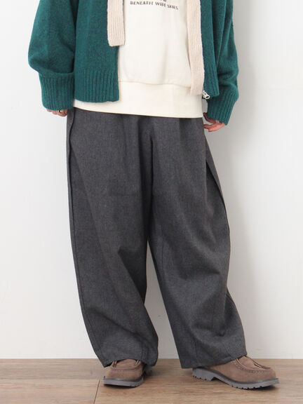 【M/Lサイズ】サイド深タックバレルパンツ（チャコールグレー/ベージュ/カーキ/ブルー）｜Samansa Mos2（サマンサ モスモス）通販