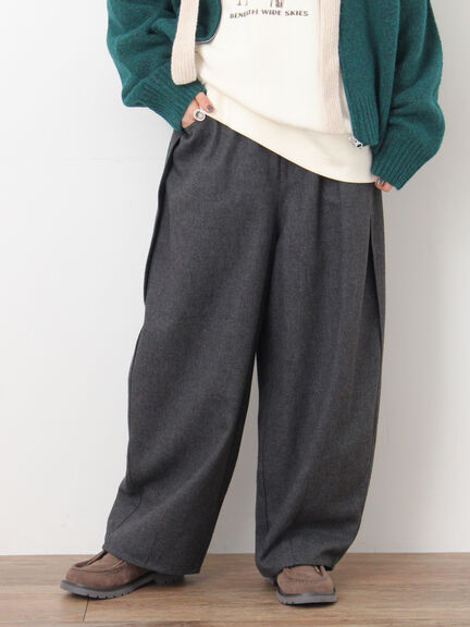 【M/Lサイズ】サイド深タックバレルパンツ（チャコールグレー/ベージュ/カーキ/ブルー）｜Samansa Mos2（サマンサ モスモス）通販