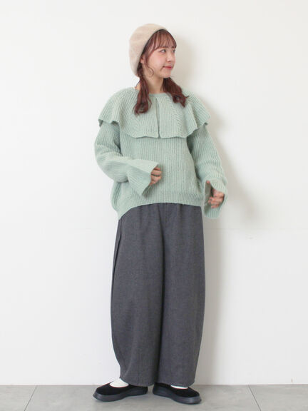 【M/Lサイズ】サイド深タックバレルパンツ（チャコールグレー/ベージュ/カーキ/ブルー）｜Samansa Mos2（サマンサ モスモス）通販