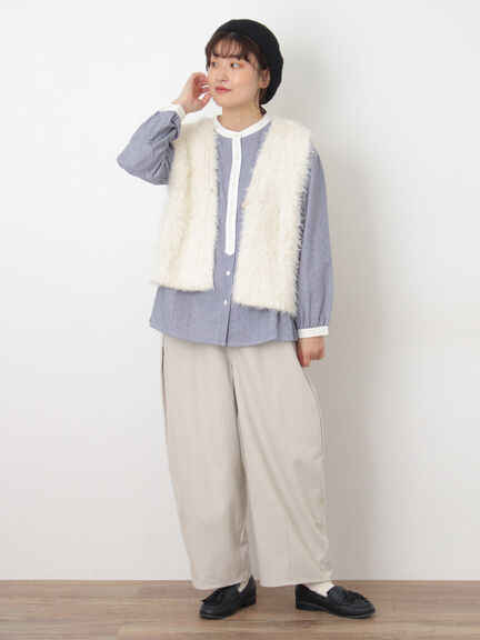 【M/Lサイズ】サイド深タックバレルパンツ（チャコールグレー/ベージュ/カーキ/ブルー）｜Samansa Mos2（サマンサ モスモス）通販