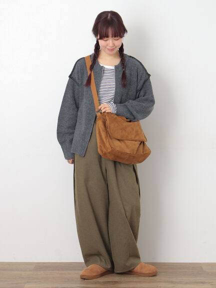 【M/Lサイズ】サイド深タックバレルパンツ（チャコールグレー/ベージュ/カーキ/ブルー）｜Samansa Mos2（サマンサ モスモス）通販