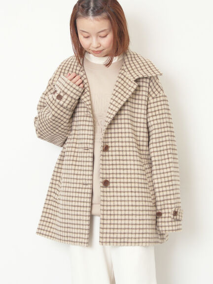 シャギーチェックコート（チャコールグレー/ベージュ/グリーン）｜Samansa Mos2（サマンサ モスモス）通販