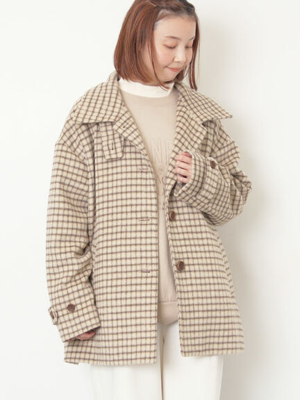 シャギーチェックコート（チャコールグレー/ベージュ/グリーン）｜Samansa Mos2（サマンサ モスモス）通販