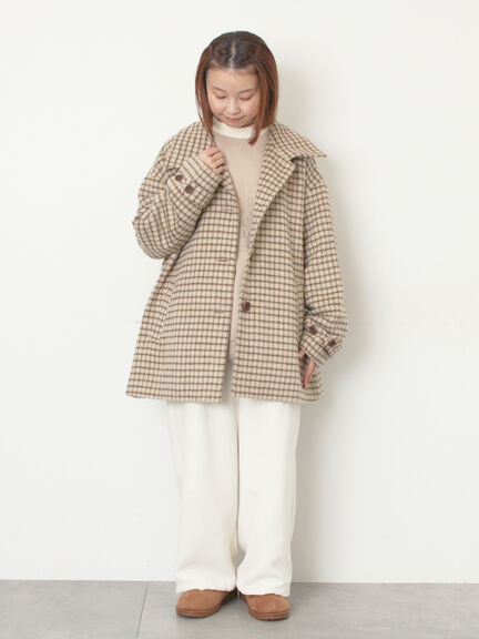 シャギーチェックコート（チャコールグレー/ベージュ/グリーン）｜Samansa Mos2（サマンサ モスモス）通販