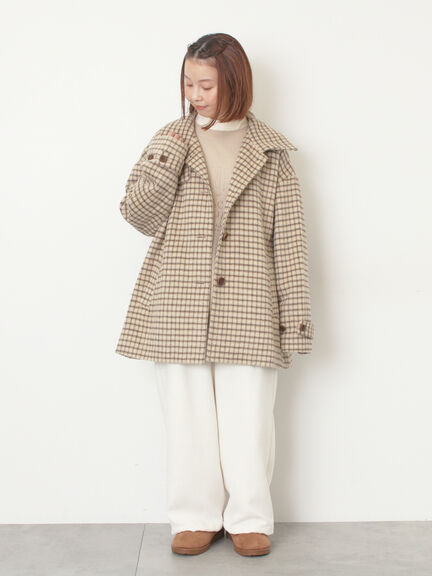 シャギーチェックコート（チャコールグレー/ベージュ/グリーン）｜Samansa Mos2（サマンサ モスモス）通販