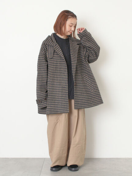シャギーチェックコート（チャコールグレー/ベージュ/グリーン）｜Samansa Mos2（サマンサ モスモス）通販