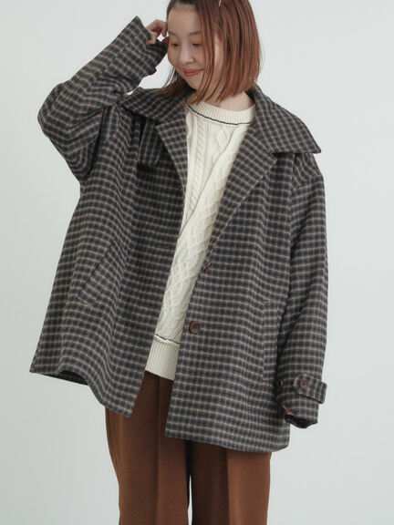 シャギーチェックコート（チャコールグレー/ベージュ/グリーン）｜Samansa Mos2（サマンサ モスモス）通販
