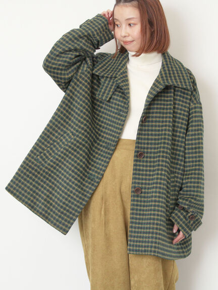 シャギーチェックコート（チャコールグレー/ベージュ/グリーン）｜Samansa Mos2（サマンサ モスモス）通販