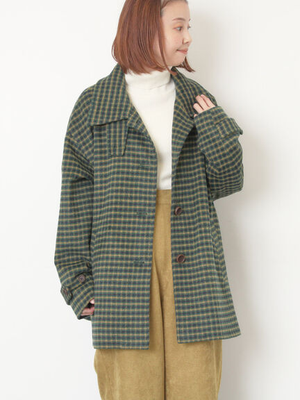 シャギーチェックコート（チャコールグレー/ベージュ/グリーン）｜Samansa Mos2（サマンサ モスモス）通販