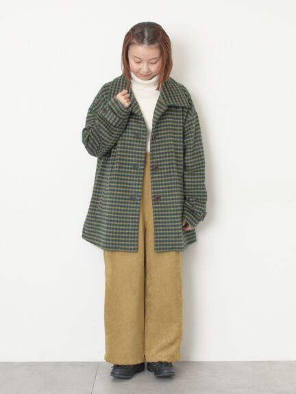 シャギーチェックコート（チャコールグレー/ベージュ/グリーン）｜Samansa Mos2（サマンサ モスモス）通販
