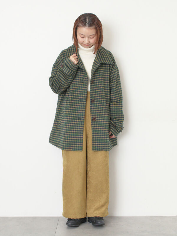 セール】 シャギーチェックコート（チャコールグレー/ベージュ