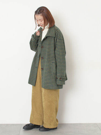 シャギーチェックコート（チャコールグレー/ベージュ/グリーン）｜Samansa Mos2（サマンサ モスモス）通販