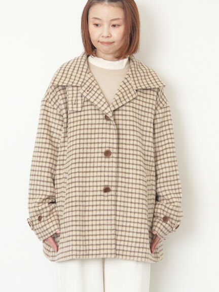 シャギーチェックコート（チャコールグレー/ベージュ/グリーン）｜Samansa Mos2（サマンサ モスモス）通販