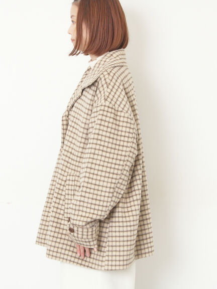 シャギーチェックコート（チャコールグレー/ベージュ/グリーン）｜Samansa Mos2（サマンサ モスモス）通販