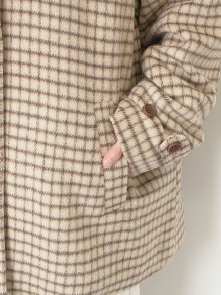 シャギーチェックコート（チャコールグレー/ベージュ/グリーン）｜Samansa Mos2（サマンサ モスモス）通販