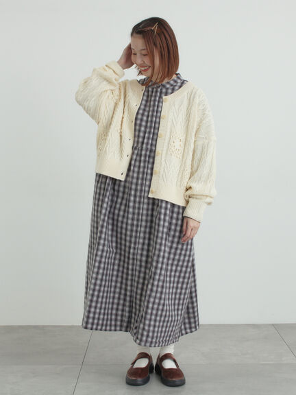 クロシェ風パッチワークニットカーディガン（ダークブラウン/イエロー/キナリ）｜Samansa Mos2（サマンサ モスモス）通販