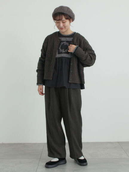 クロシェ風パッチワークニットカーディガン（ダークブラウン/イエロー/キナリ）｜Samansa Mos2（サマンサ モスモス）通販