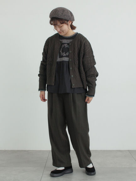 クロシェ風パッチワークニットカーディガン（ダークブラウン/イエロー/キナリ）｜Samansa Mos2（サマンサ モスモス）通販