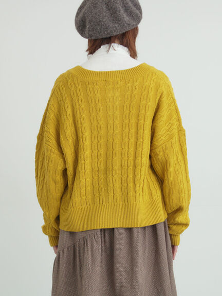 クロシェ風パッチワークニットカーディガン（ダークブラウン/イエロー/キナリ）｜Samansa Mos2（サマンサ モスモス）通販