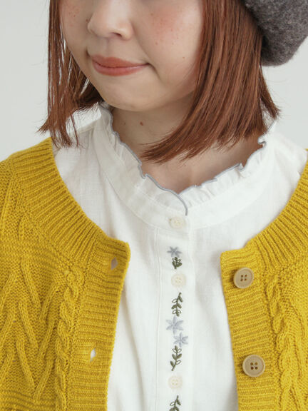 クロシェ風パッチワークニットカーディガン（ダークブラウン/イエロー/キナリ）｜Samansa Mos2（サマンサ モスモス）通販