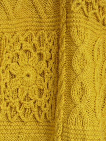 クロシェ風パッチワークニットカーディガン（ダークブラウン/イエロー/キナリ）｜Samansa Mos2（サマンサ モスモス）通販