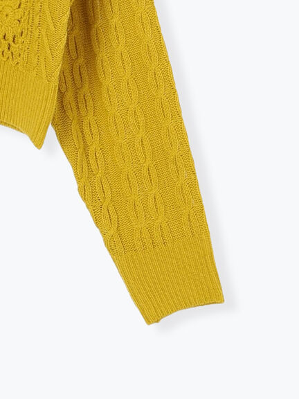 クロシェ風パッチワークニットカーディガン（ダークブラウン/イエロー/キナリ）｜Samansa Mos2（サマンサ モスモス）通販