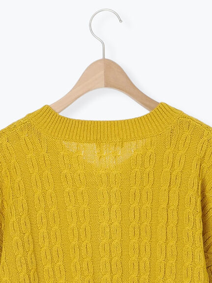 クロシェ風パッチワークニットカーディガン（ダークブラウン/イエロー/キナリ）｜Samansa Mos2（サマンサ モスモス）通販