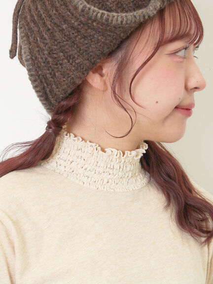 【吸湿発熱】襟レースシャーリングカットソー（オフホワイト/ブラック/ベージュ）｜Samansa Mos2（サマンサ モスモス）通販