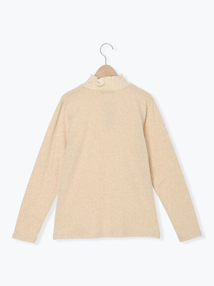 【吸湿発熱】襟レースシャーリングカットソー（オフホワイト/ブラック/ベージュ）｜Samansa Mos2（サマンサ モスモス）通販