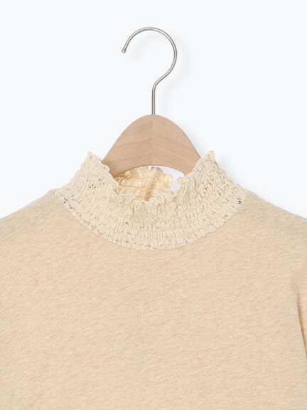 【吸湿発熱】襟レースシャーリングカットソー（オフホワイト/ブラック/ベージュ）｜Samansa Mos2（サマンサ モスモス）通販