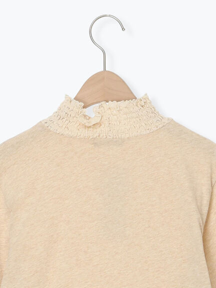 【吸湿発熱】襟レースシャーリングカットソー（オフホワイト/ブラック/ベージュ）｜Samansa Mos2（サマンサ モスモス）通販