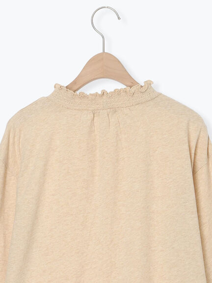 【吸湿発熱】襟スモッキングカットソー（オフホワイト/ブラック/ベージュ/ミント）｜Samansa Mos2（サマンサ モスモス）通販