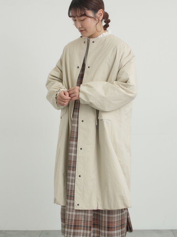 中綿ロングコート（チャコールグレー/ベージュ/カーキ/アウター/コート