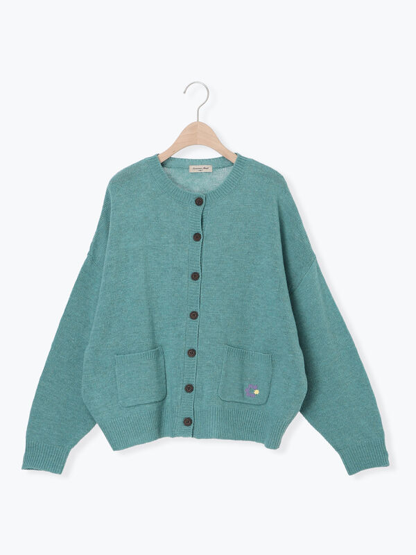 セール】 花刺繍入りカーディガン（チャコールグレー/ピンク/ベージュ