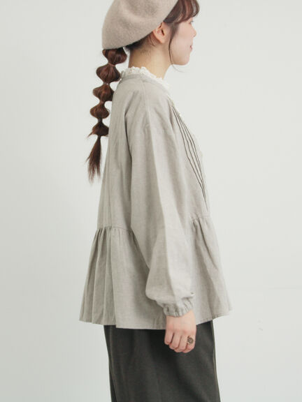 前立てレース切替ブラウス（オフホワイト/グレー/ブラック/ベージュ）｜Samansa Mos2（サマンサ モスモス）通販