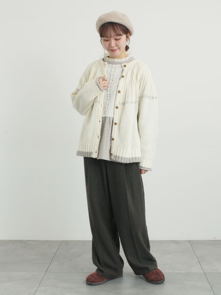 前立てレース切替ブラウス（オフホワイト/グレー/ブラック/ベージュ）｜Samansa Mos2（サマンサ モスモス）通販