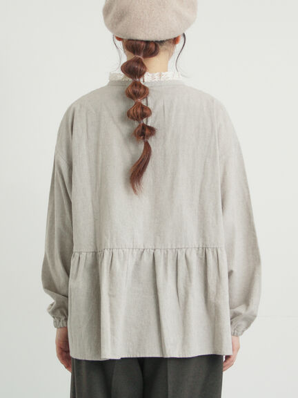 前立てレース切替ブラウス（オフホワイト/グレー/ブラック/ベージュ）｜Samansa Mos2（サマンサ モスモス）通販