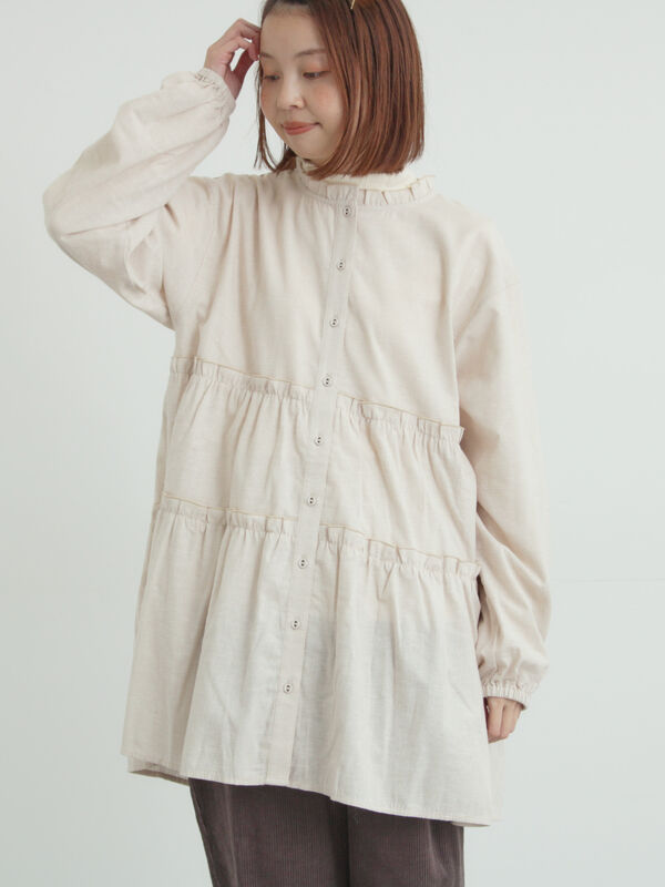 柄アソートティアードフリルチュニック（ベージュ）｜Samansa Mos2（サマンサ モスモス）通販