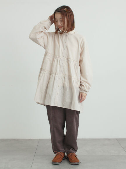 柄アソートティアードフリルチュニック（オフホワイト/ブラック/ピンク/ベージュ）｜Samansa Mos2（サマンサ モスモス）通販