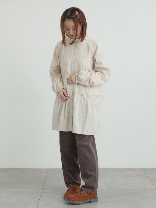 セール】 柄アソートティアードフリルチュニック（オフホワイト